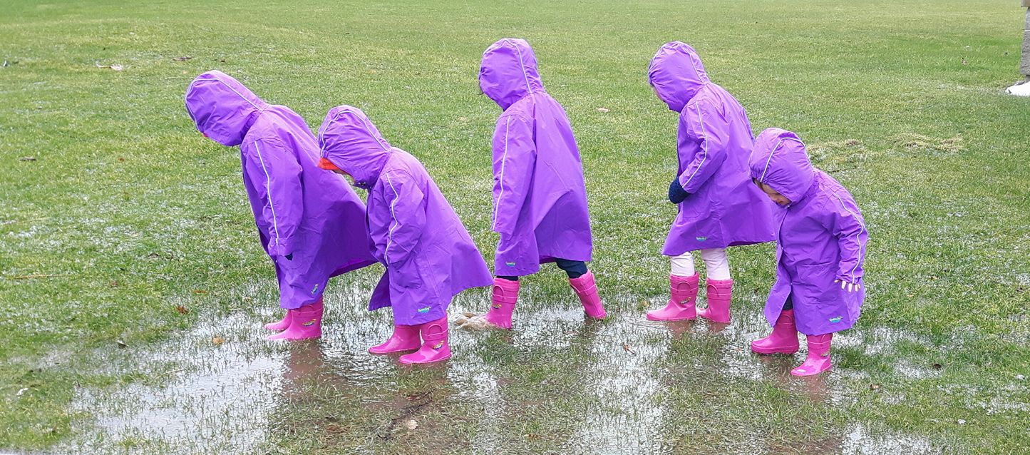 Children's rain boots outlet and raincoats